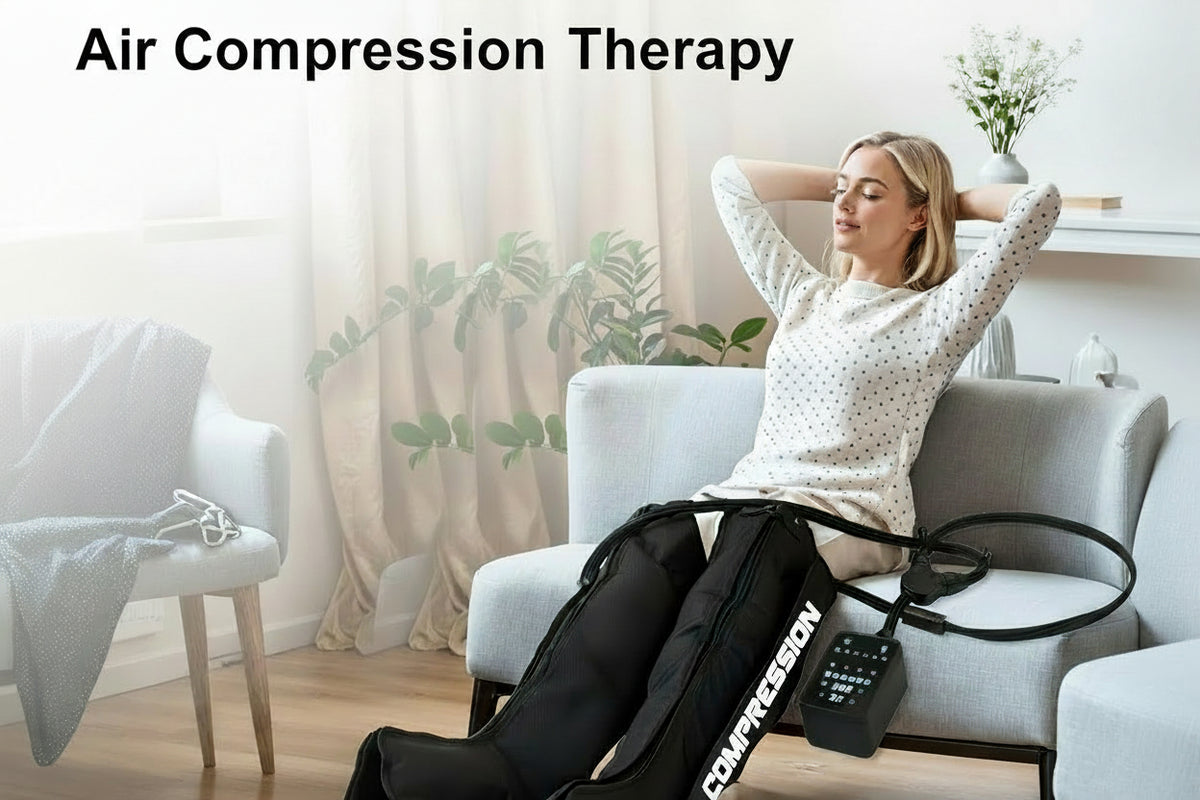 Air Compression Therapy System, Rechargeable Leg Massager, Dynamic Leg Compression Recovery Boots for Fast Recovery and Improved Circulation for Athletes (6 Chamber- L)