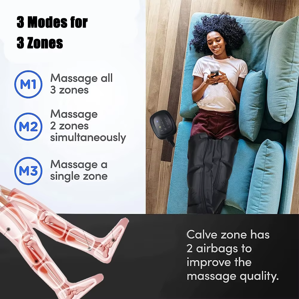 Leg Massager with Heat and Airbag Foot Calf Thigh Massager for Circulation and Muscle Relaxation Sequential Compression Boot
