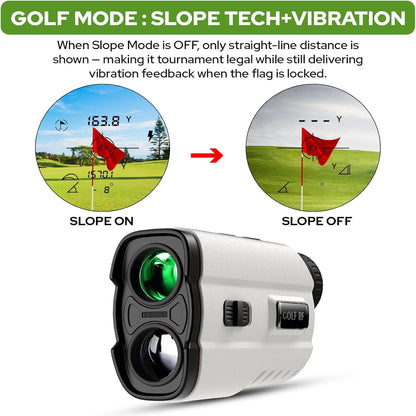 Golf Rangefinder with Slope, 1200 Yards Laser Range Finder with High-Precision Flag Pole Locking Vibration, 7X Magnification, Rechargeable Battery