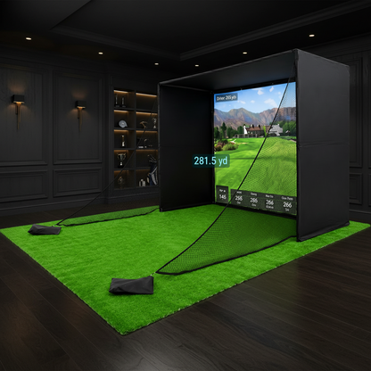 Golf Simulator Enclosure 10.7X8X5Ft & 8.5X8.5X5Ft | Light-Proof HD/4K Silent Impact Screen, Indoor/Outdoor Golf Simulators for Home Includes Mat, Foam-Padded Iron Poles, Shank Net, Sandbag & Bonus Kit