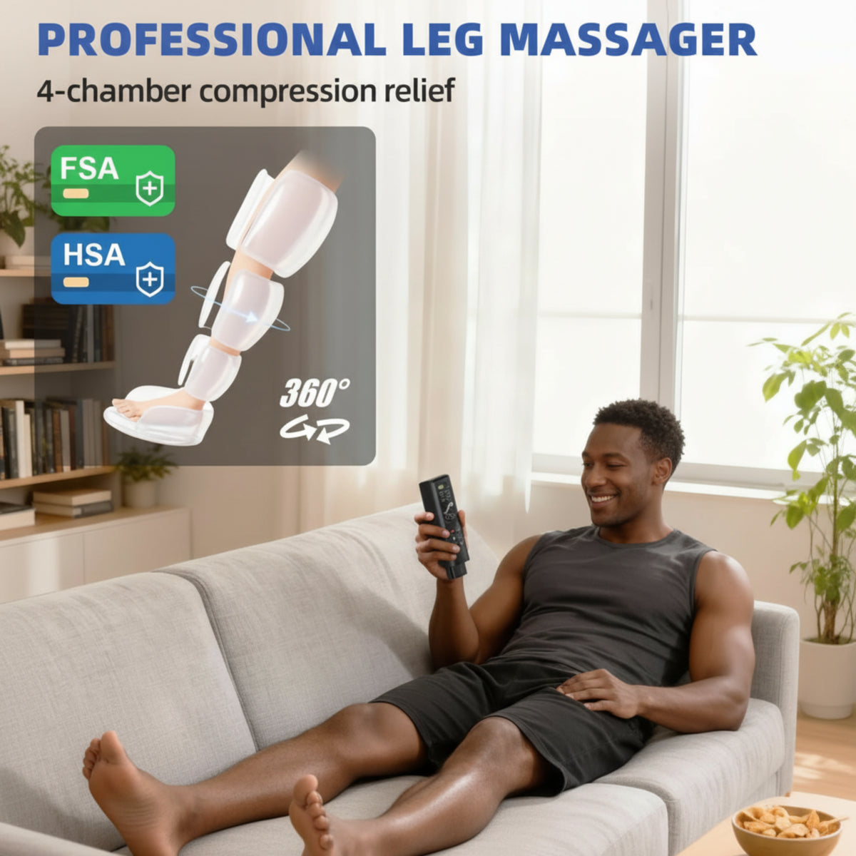 Full-Leg Compression Boots, Medium, Black, 8 Pressure Levels