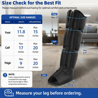 Full-Leg Compression Boots, Medium, Black, 8 Pressure Levels